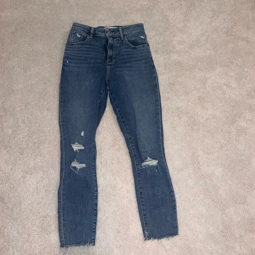 Abercrombie ripped skinny jeans.
